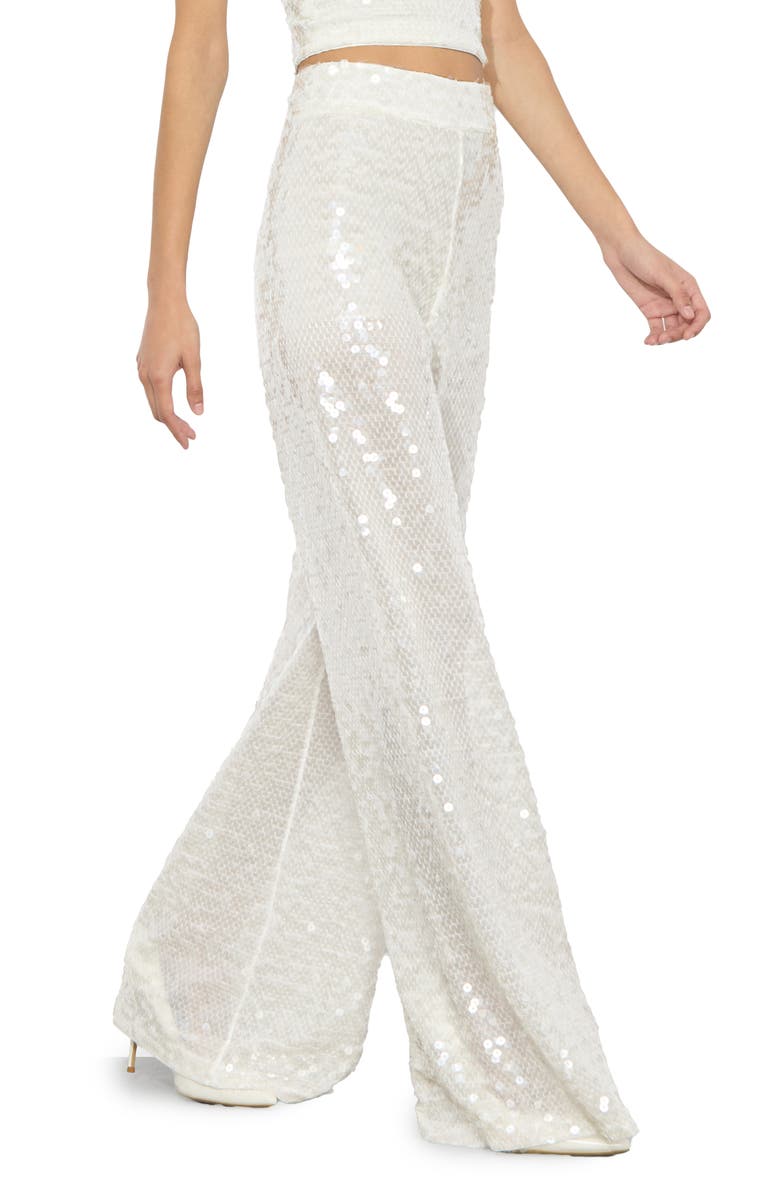 Alice + Olivia Athena Sequin Flare Wide Leg Pants, Alternate, color, 