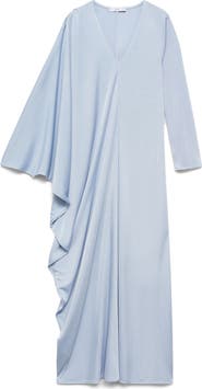MANGO Asymmetric Long Sleeve Chiffon Dress