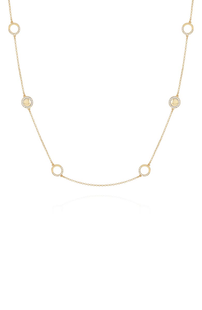 T Tahari Crystal Station Necklace, Main, color, Gold Tone