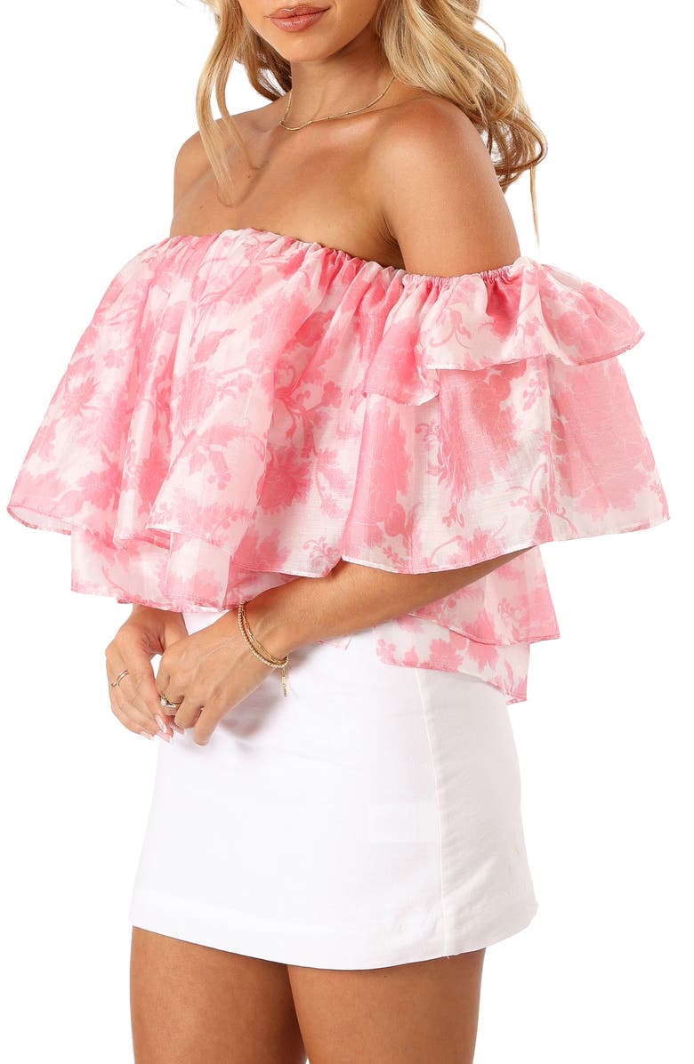 Petal & Pup Deedi Floral Off the Shoulder Top, Main, color, Pink Floral