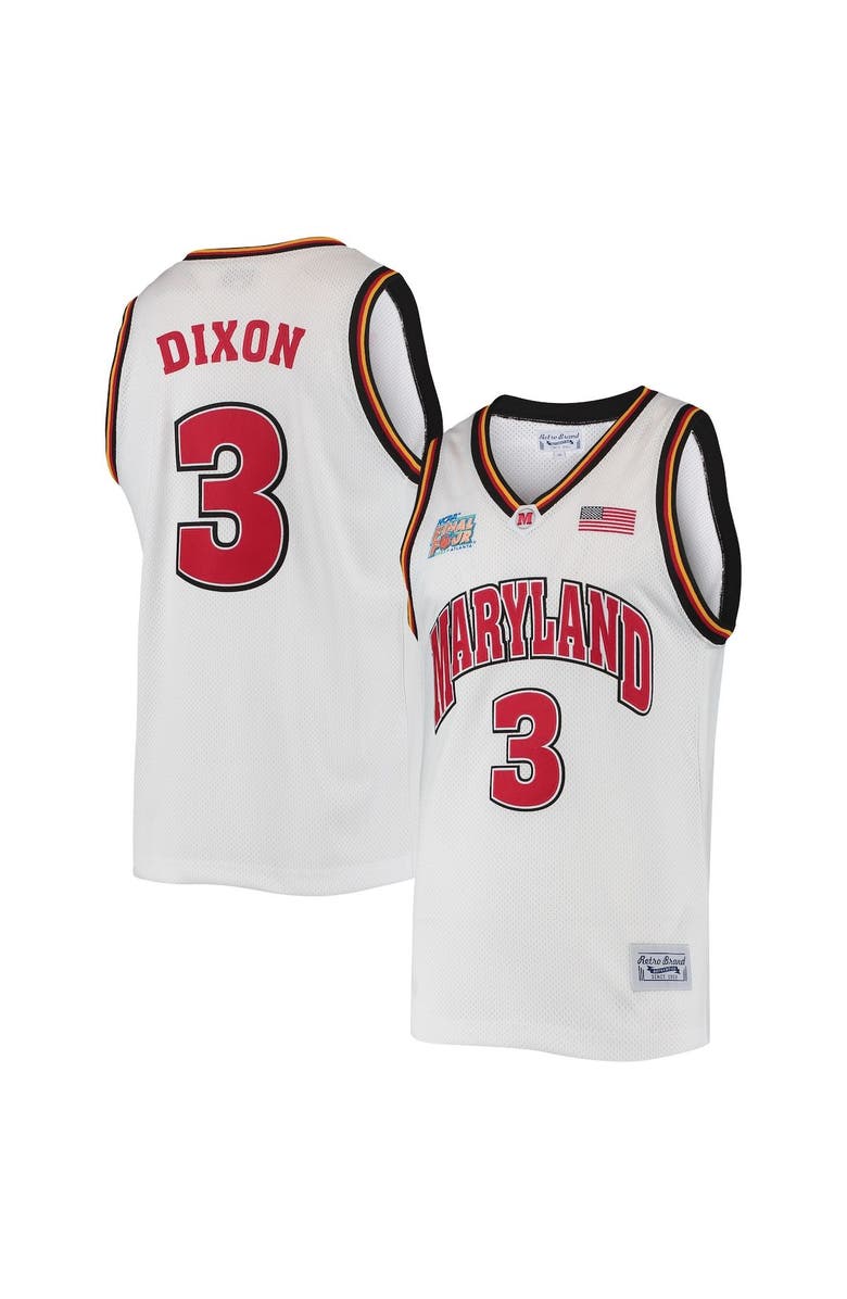 Retro Brand Men's Original Retro Brand Juan Dixon White Maryland Terrapins 2002 NCAA Men's Basketball Tournament March Madness Final Four Commemorative Classic Jersey, Main, color, 