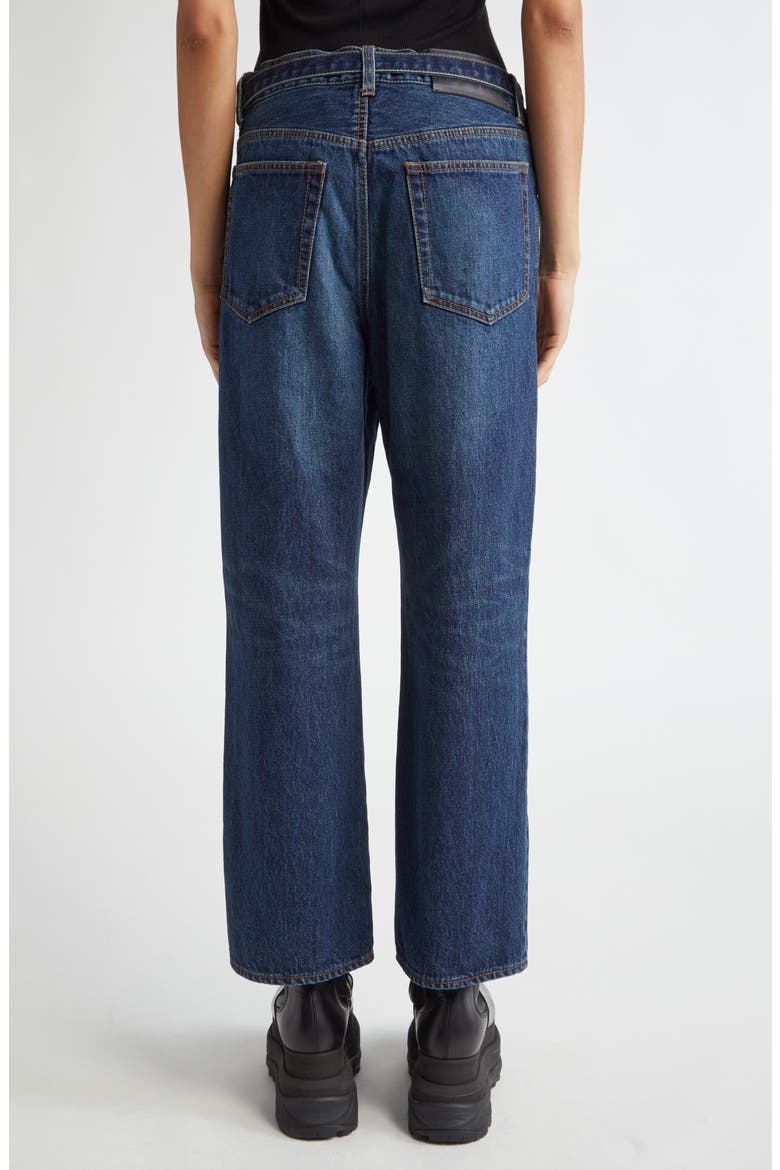 Belted Crop Bootcut Jeans, Alternate, color, BLUE