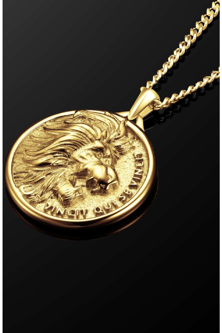 Men's Lion Pendant Necklace, Alternate, color, GOLD