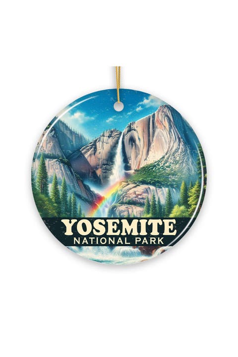 Yosemite Rainbow Waterfall Ceramic Ornament