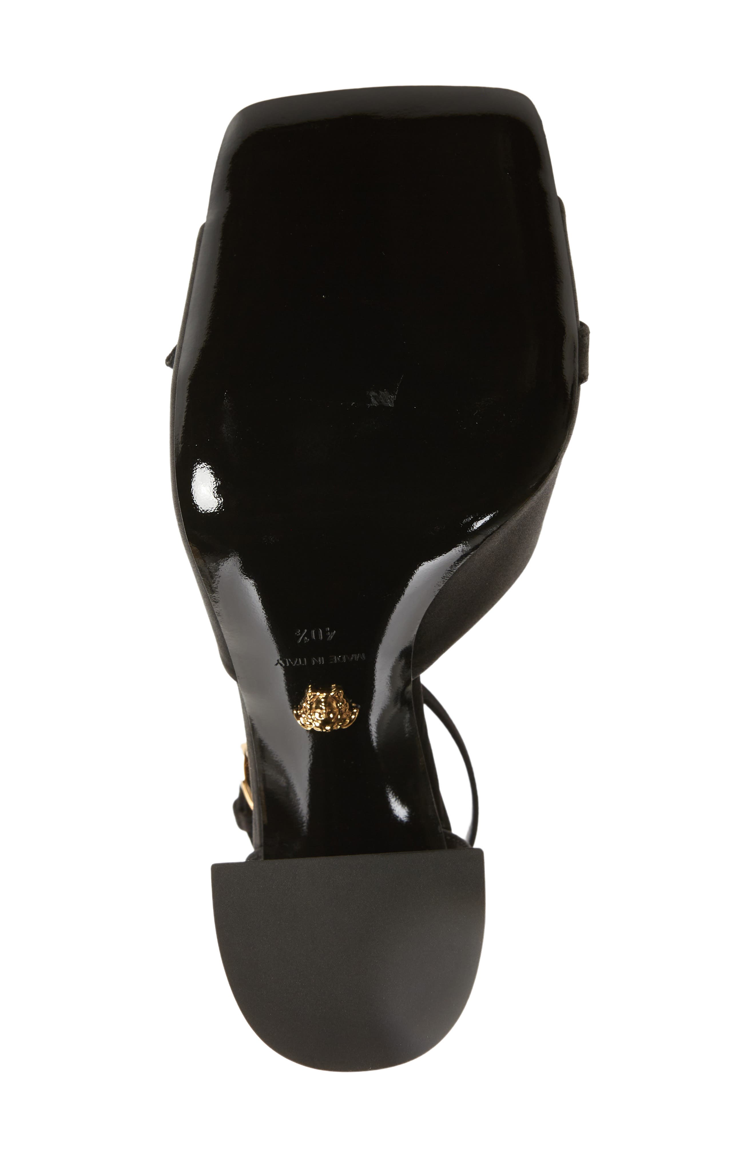 Versace Crystal Medusa Medallion Ankle Strap Sandal, Alternate, color, 