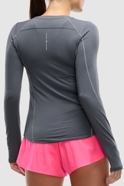 Peloton Active Brushed Jersey Long Sleeve In Gray