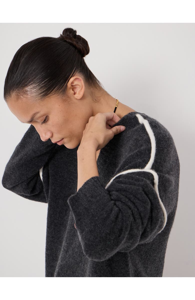 Hush Billie Wool Blend V Neck Sweater, Alternate, color, Charcoal Marl