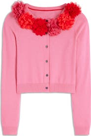 Boden Flower Embellished Crop Cardigan