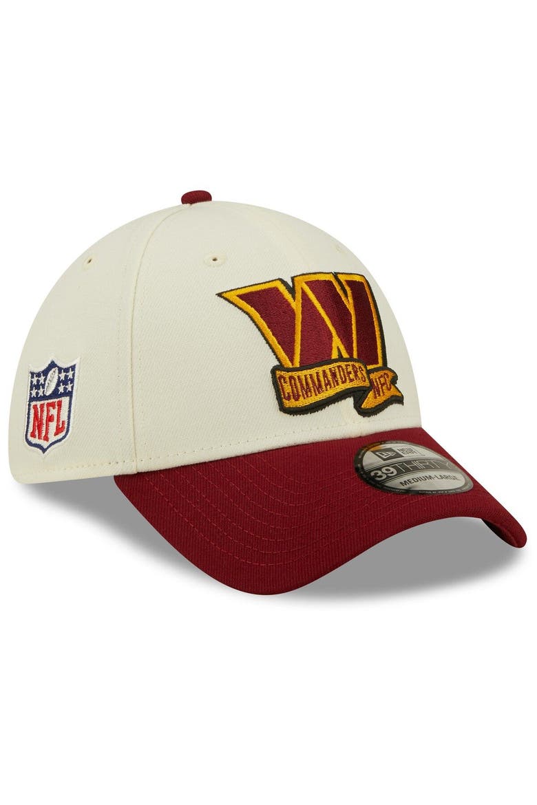 Men's New Era Cream/Burgundy Washington Commanders 2022 Sideline 39THIRTY 2-Tone Flex Hat, Main, color, Cream