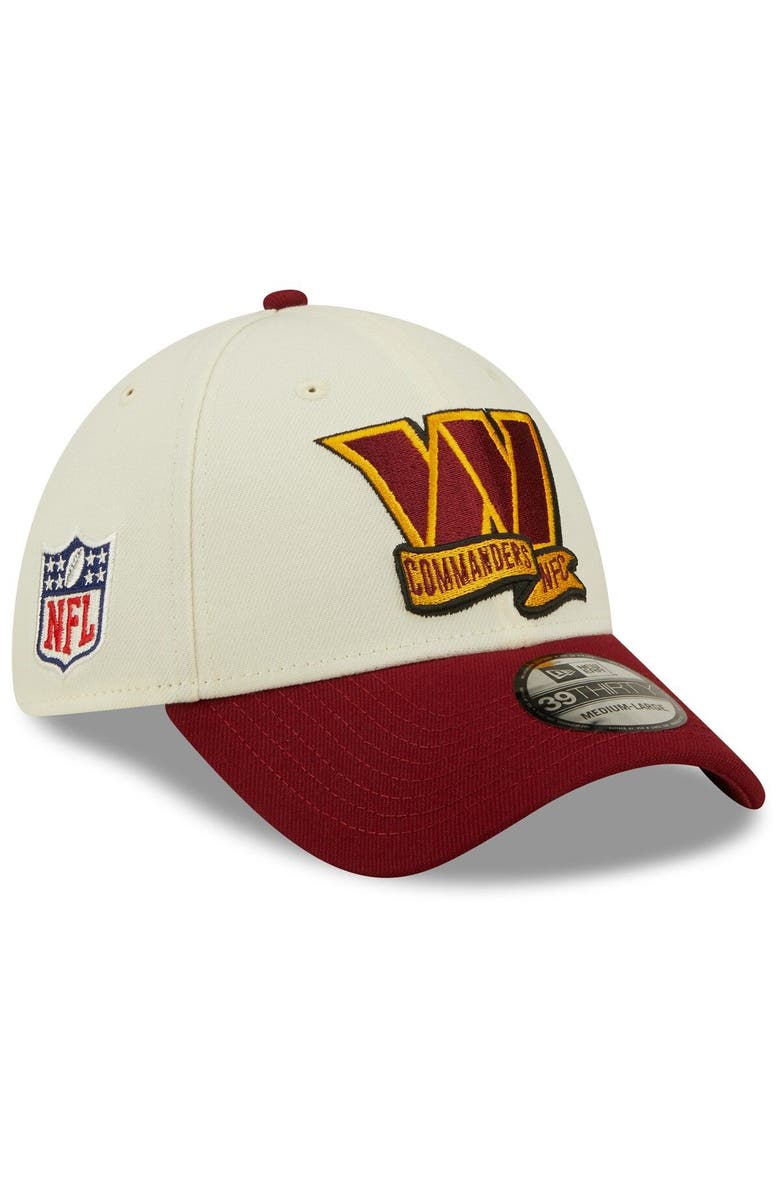 New Era Men's New Era Cream/Burgundy Washington Commanders 2022 Sideline 39THIRTY 2-Tone Flex Hat, Main, color,