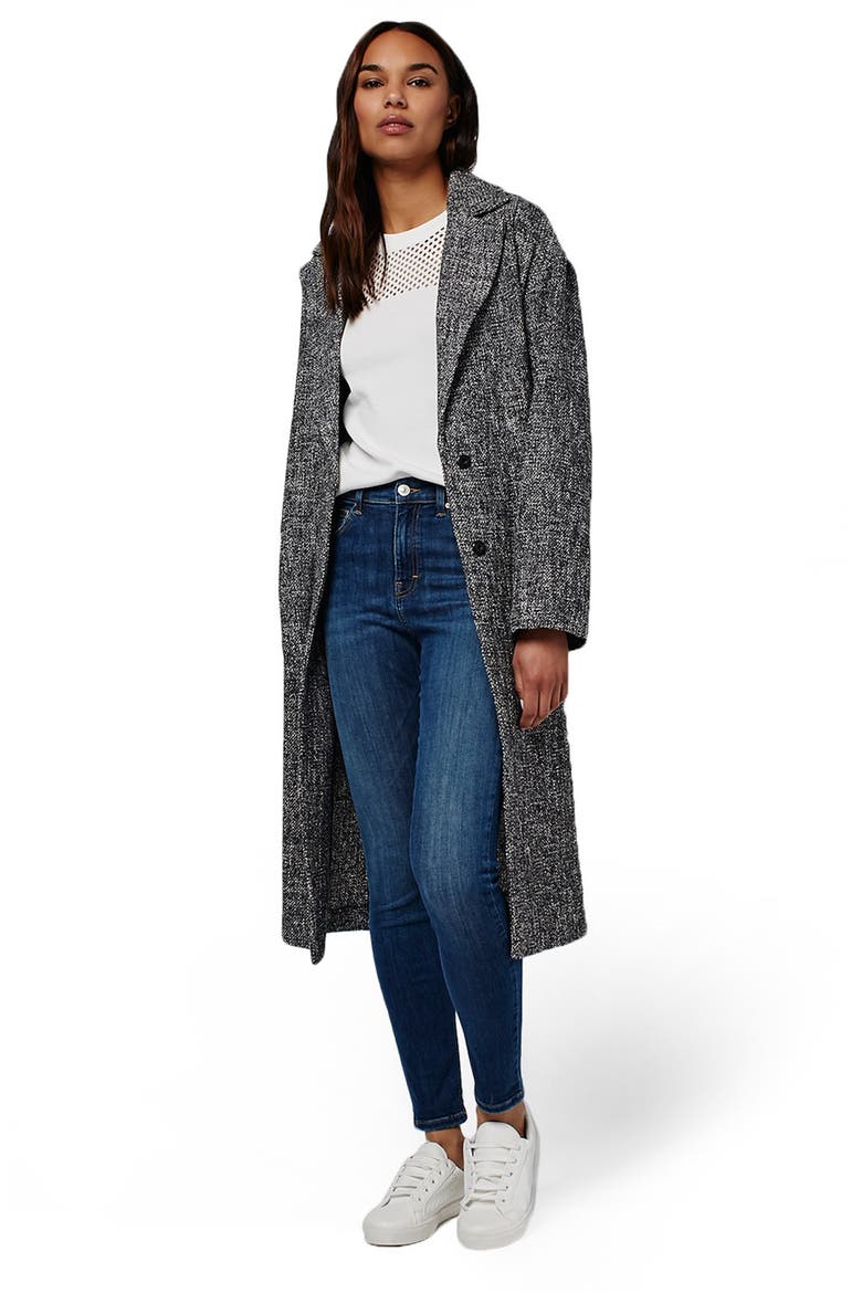 Textured Slouchy Coat, Alternate, color, GREY