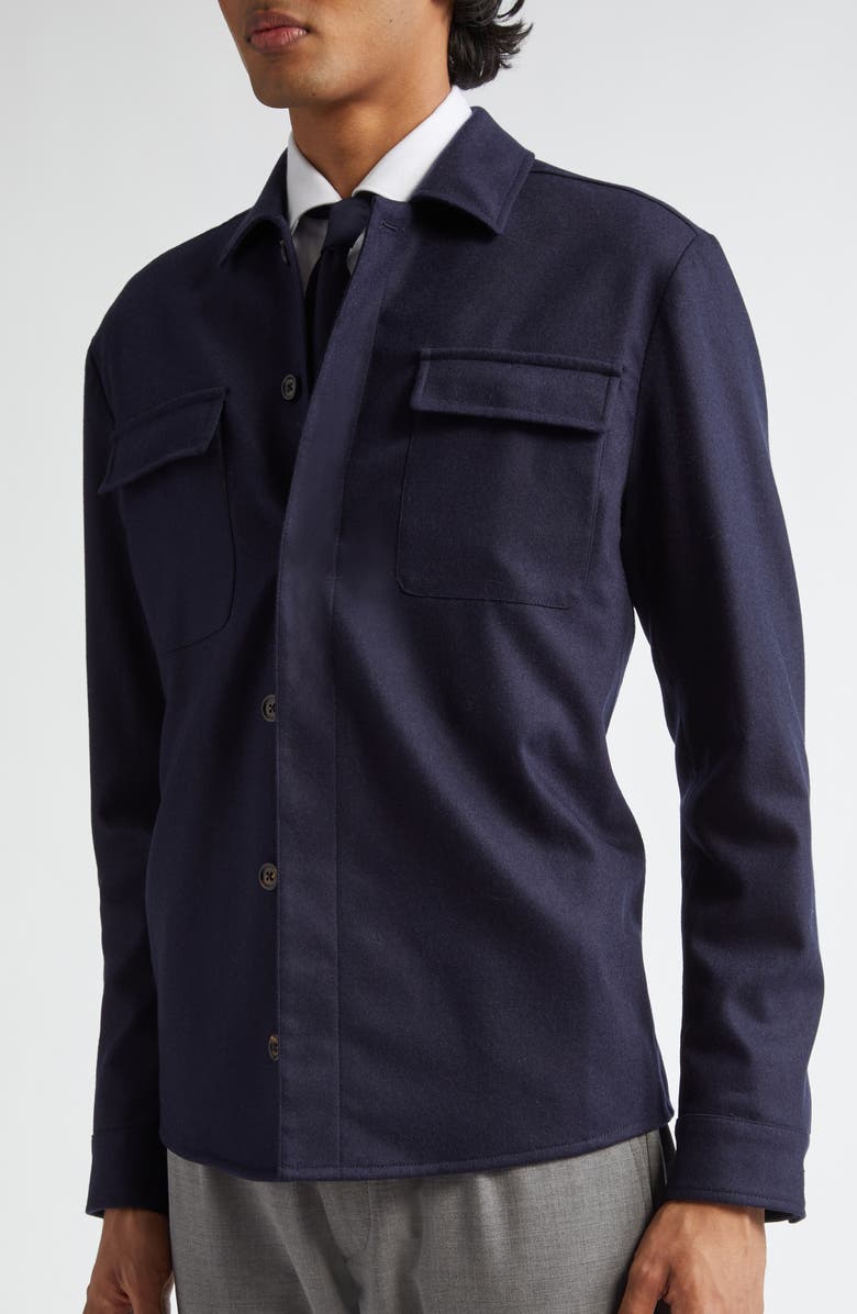 Eleventy Stretch Wool & Cashmere Button-Up Overshirt, Alternate, color,