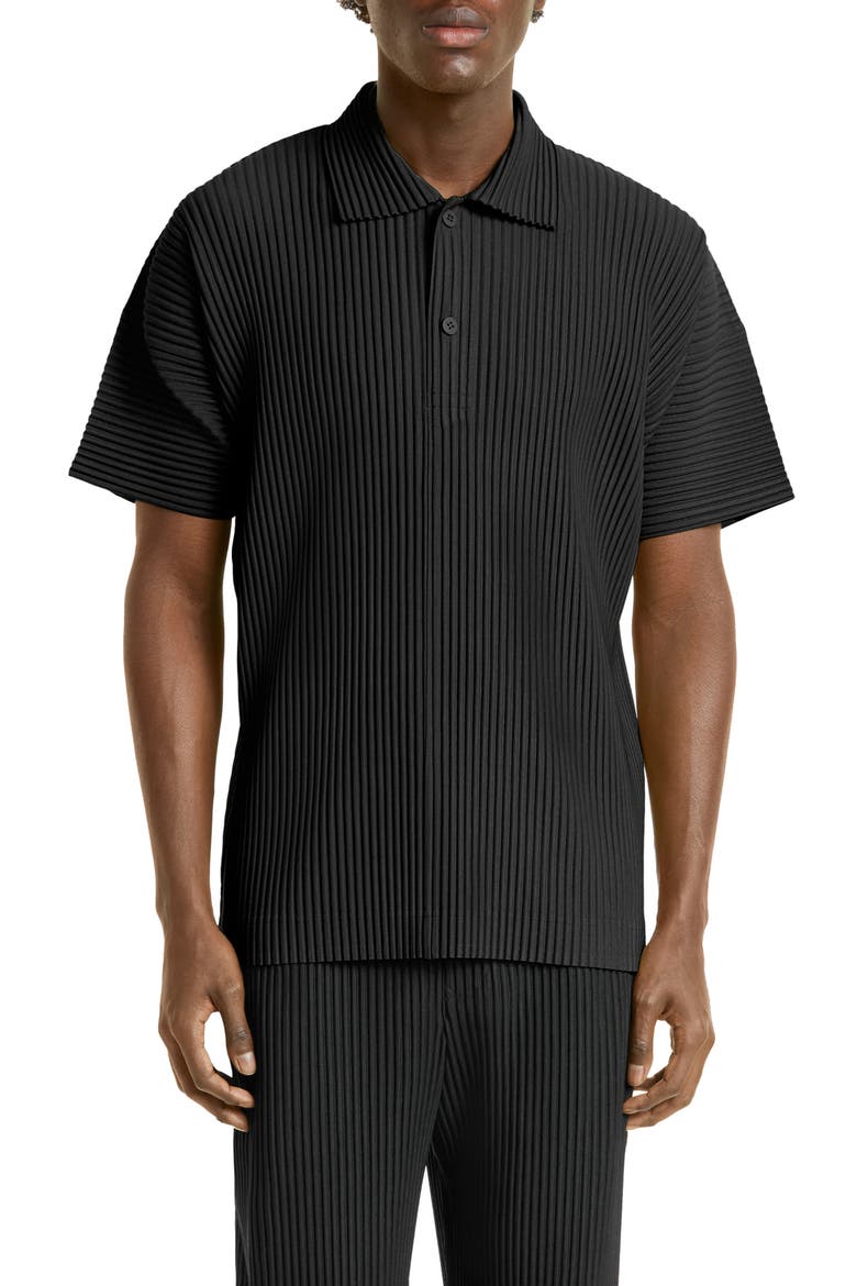 Monthly Colors June Pleated Polo, Main, color, 15-BLACK