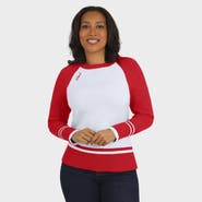 WEAR by Erin Andrews Women's WEAR by Erin Andrews White/Scarlet San Francisco 49ers Colorblock Raglan Sweater