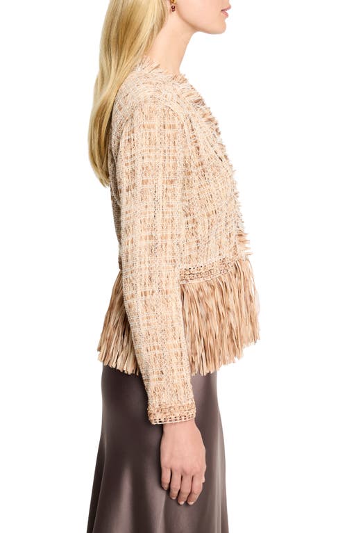 Nic + Zoe Nic+zoe Cork Fringe Knit Jacket In Blue