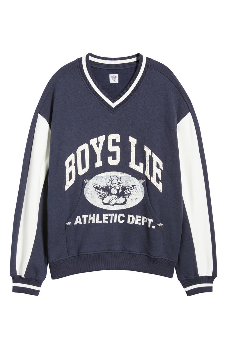 BOYS LIE Hayley Logo Detail Cotton Blend Sweatshirt, Alternate, color, Navy Multi