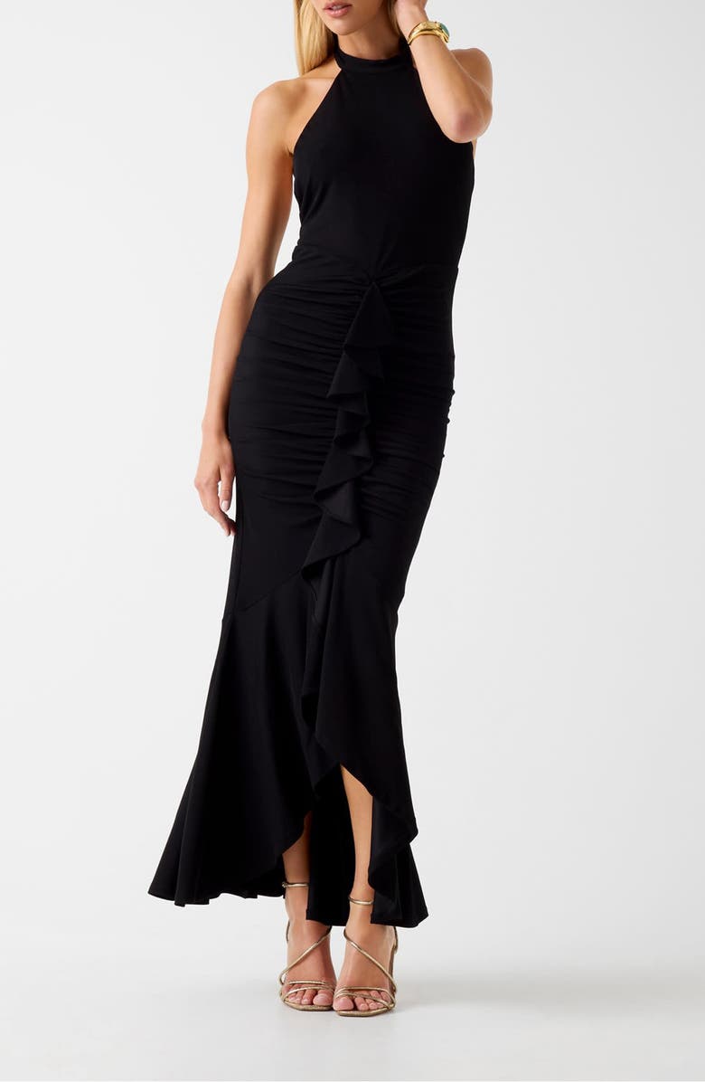 GUESS Elle Halter Evening Dress, Main, color, Black