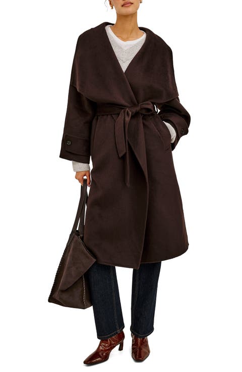 Celeste Wool Blend Belted Wrap Coat