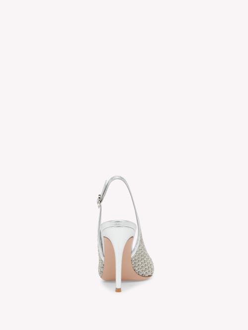 Gianvito Rossi Itaca 95 Metallic Leather-trimmed Embellished Mesh Slingback Pumps In Silver