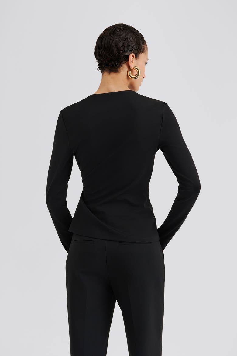 Mailey  Jersey Brooch Long Sleeve Top, Alternate, color, Black