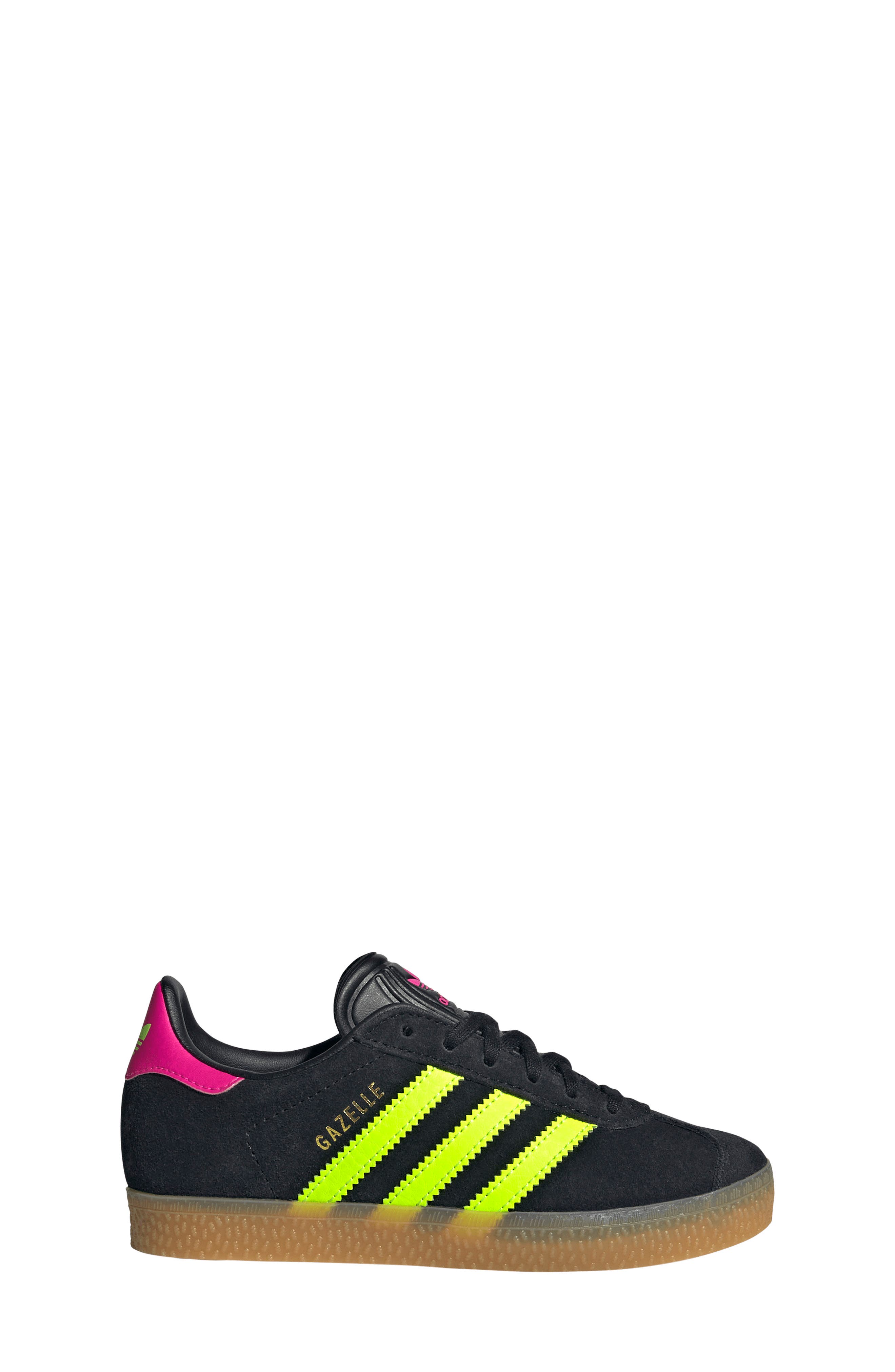adidas Kids' Gazelle Low Top Sneaker, Alternate, color, Black/ Green/ Pink
