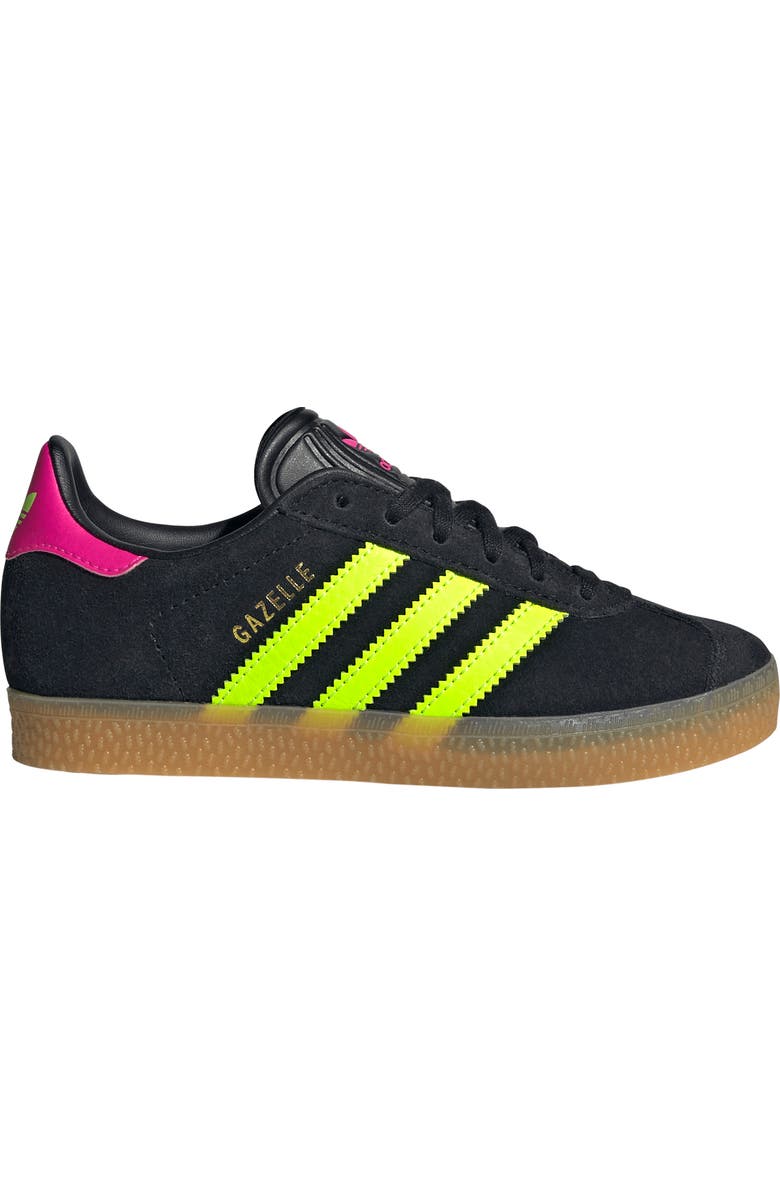 adidas Kids' Gazelle Low Top Sneaker, Alternate, color, Black/ Green/ Pink