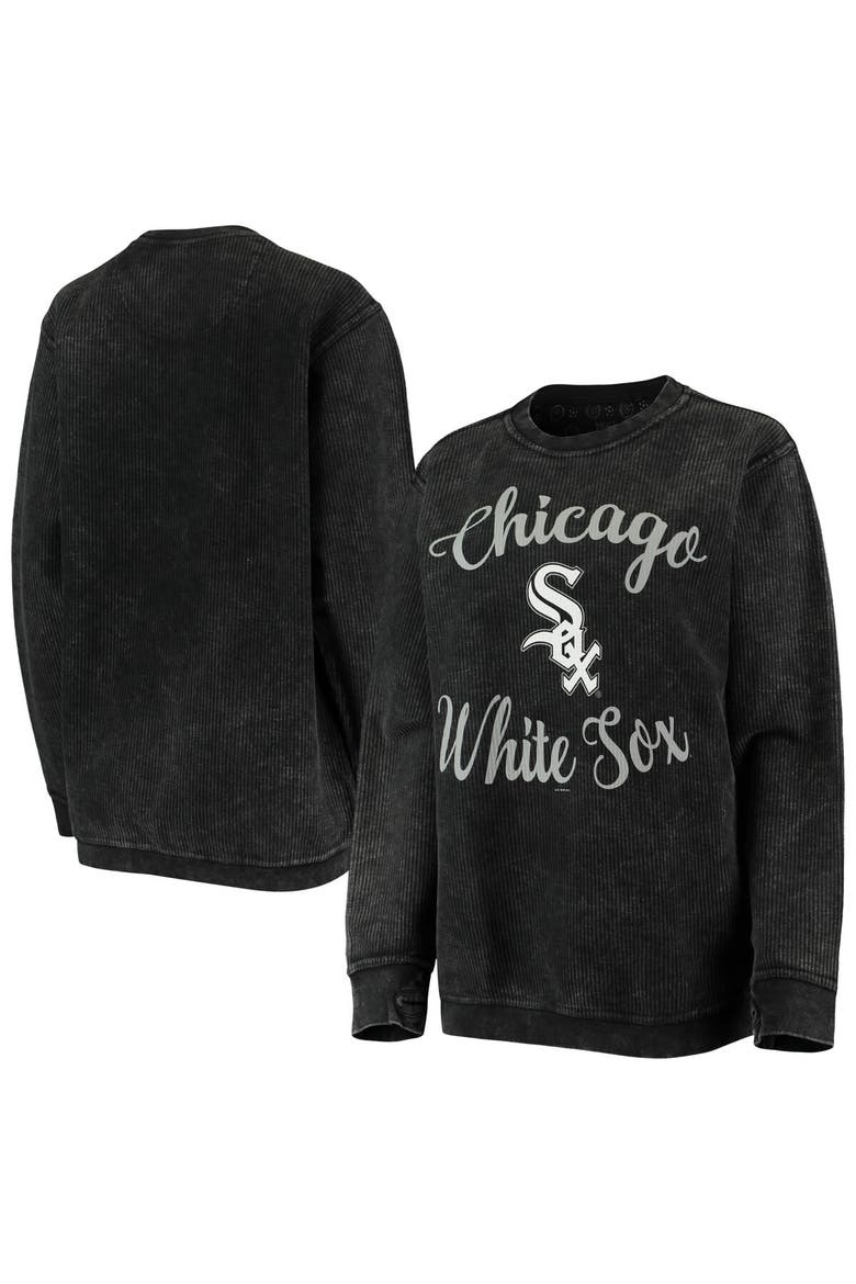 Women's G-III 4Her by Carl Banks Black Chicago White Sox Script Comfy Cord Pullover Sweatshirt, Main, color, Black