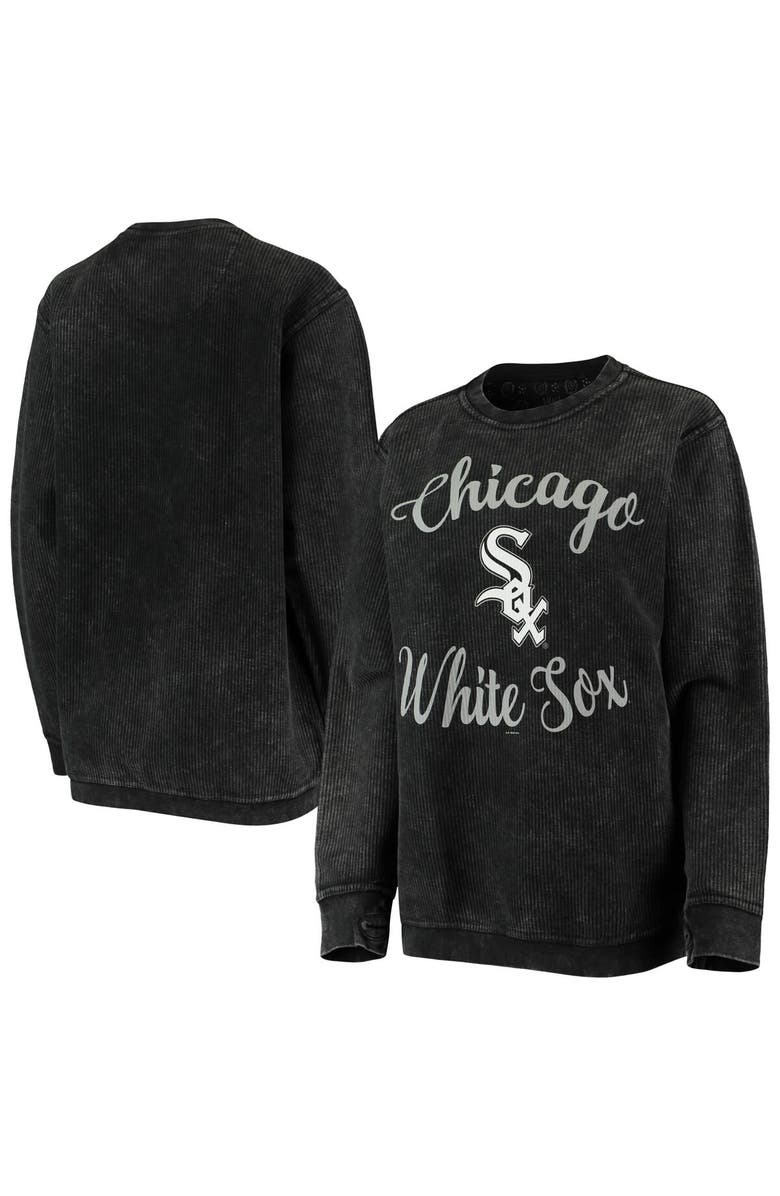 G-III 4HER BY CARL BANKS Women's G-III 4Her by Carl Banks Black Chicago White Sox Script Comfy Cord Pullover Sweatshirt, Main, color, Black