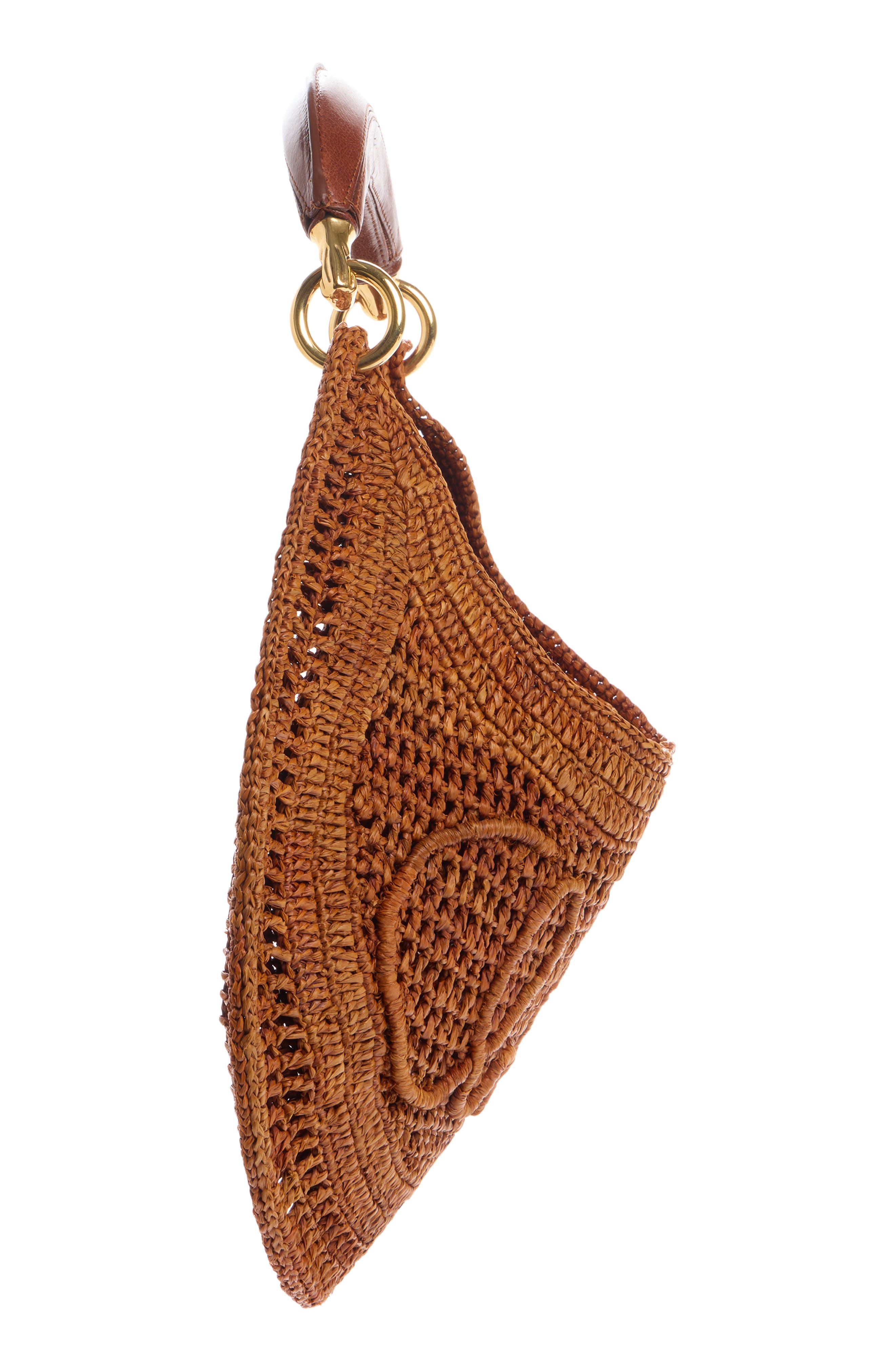 Chloé Summer Banana Crochet Raffia Hobo Bag, Alternate, color, Clay Brown