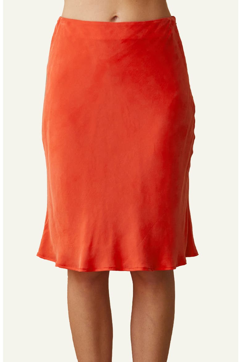 Cupro Tea Length Skirt, Main, color, Poppy