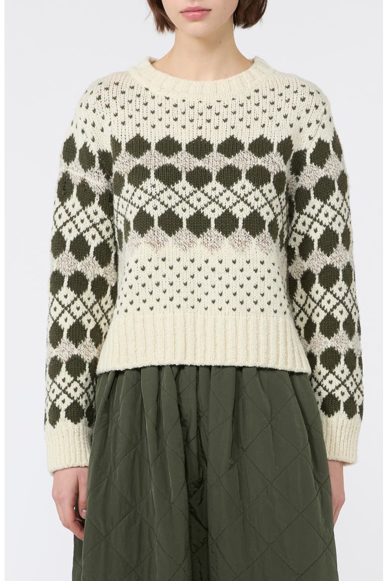 Geometric Virgin Wool Blend Sweater, Main, color, KAKI