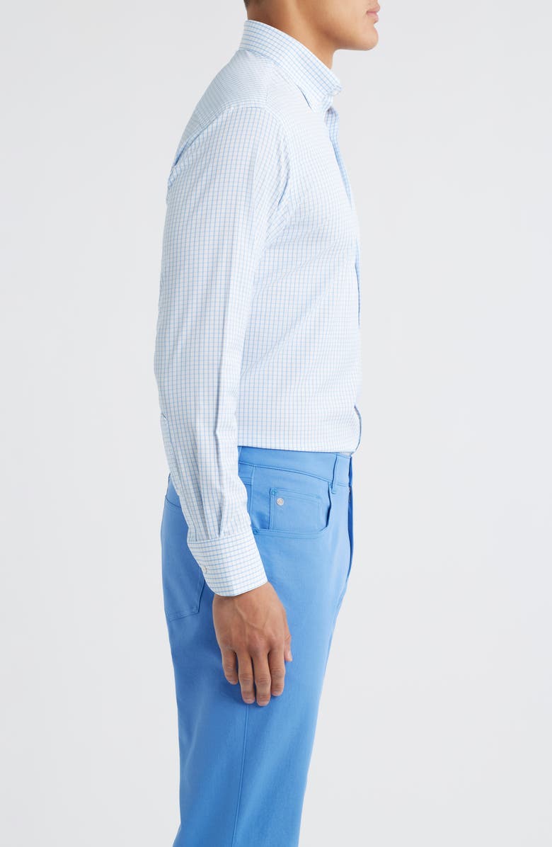 Peter Millar Hanford Check Performance Twill Button-Down Shirt, Alternate, color, Cottage Blue