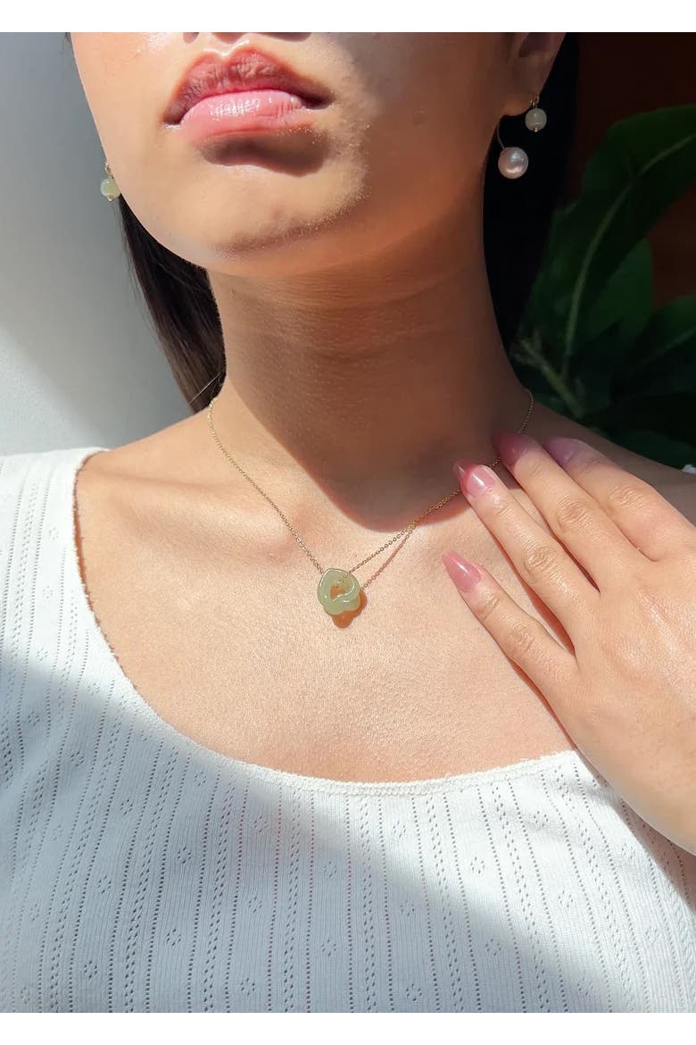 The Hearts Interlocking Jade Pendant Necklace, Alternate, color, Light Green