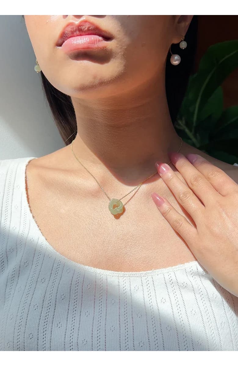 seree The hearts Interlocking jade pendant necklace, Alternate, color, Light Green