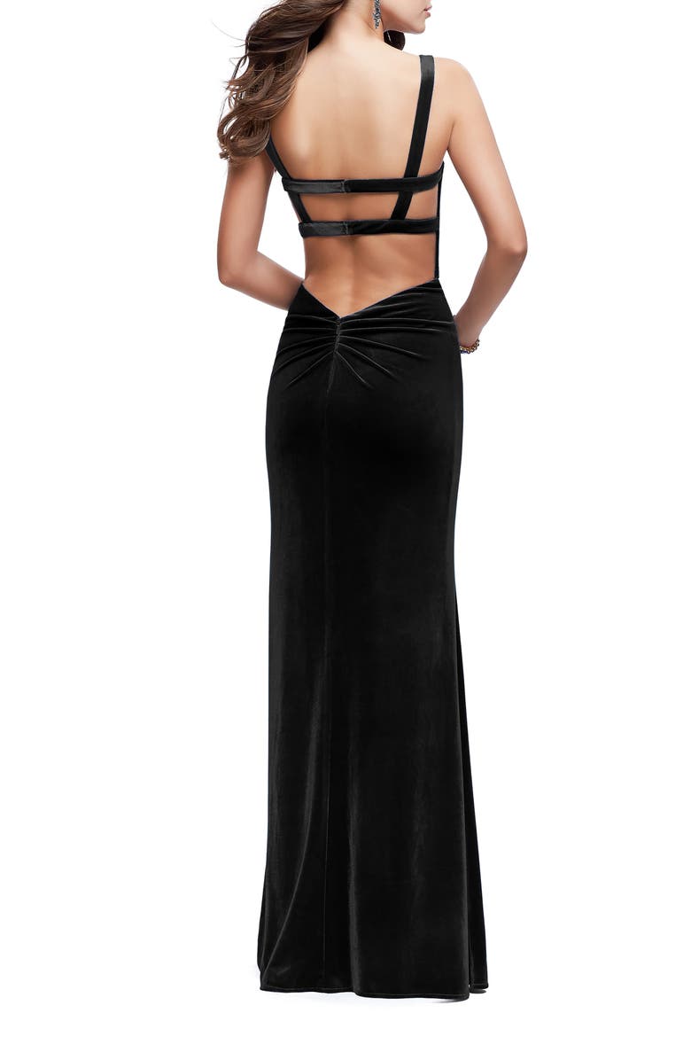 La Femme Velvet Column Gown, Alternate, color,