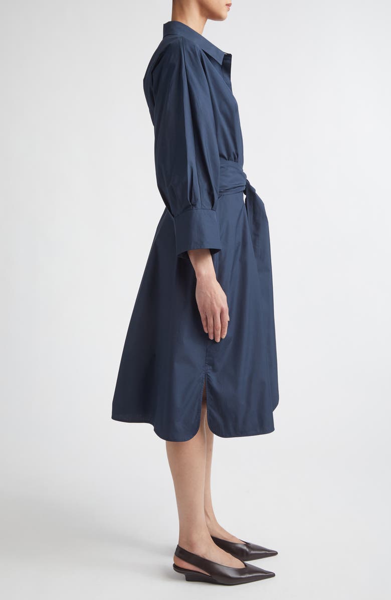 Max Mara Tabata Long Sleeve Cotton Shirtdress, Alternate, color, Midnight Blue