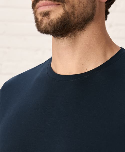 Pact Organic Cotton Luxe Stretch Jersey Slim Crew Neck Tee In Midnight Blue