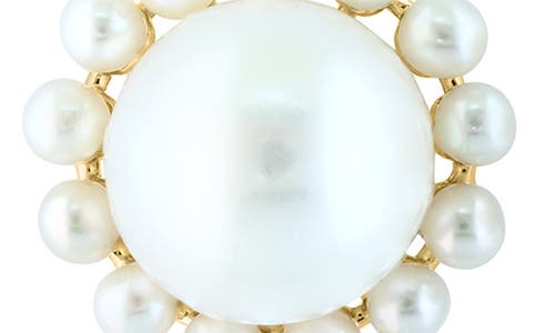 Effy 14k Yellow Gold Cultured Freshwater Pearl Halo Stud Earrings In White