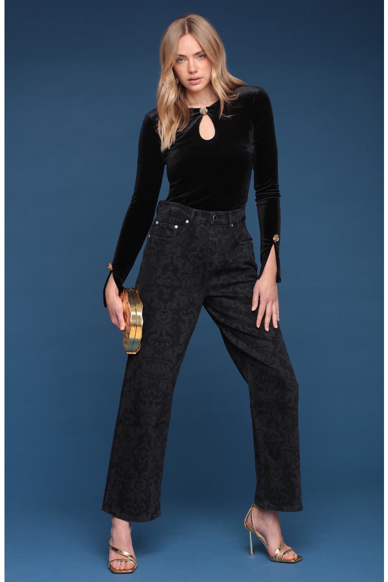 Printed Cinch High Waist Wide Leg Jeans, Alternate, color, VENETIAN PAISLEY