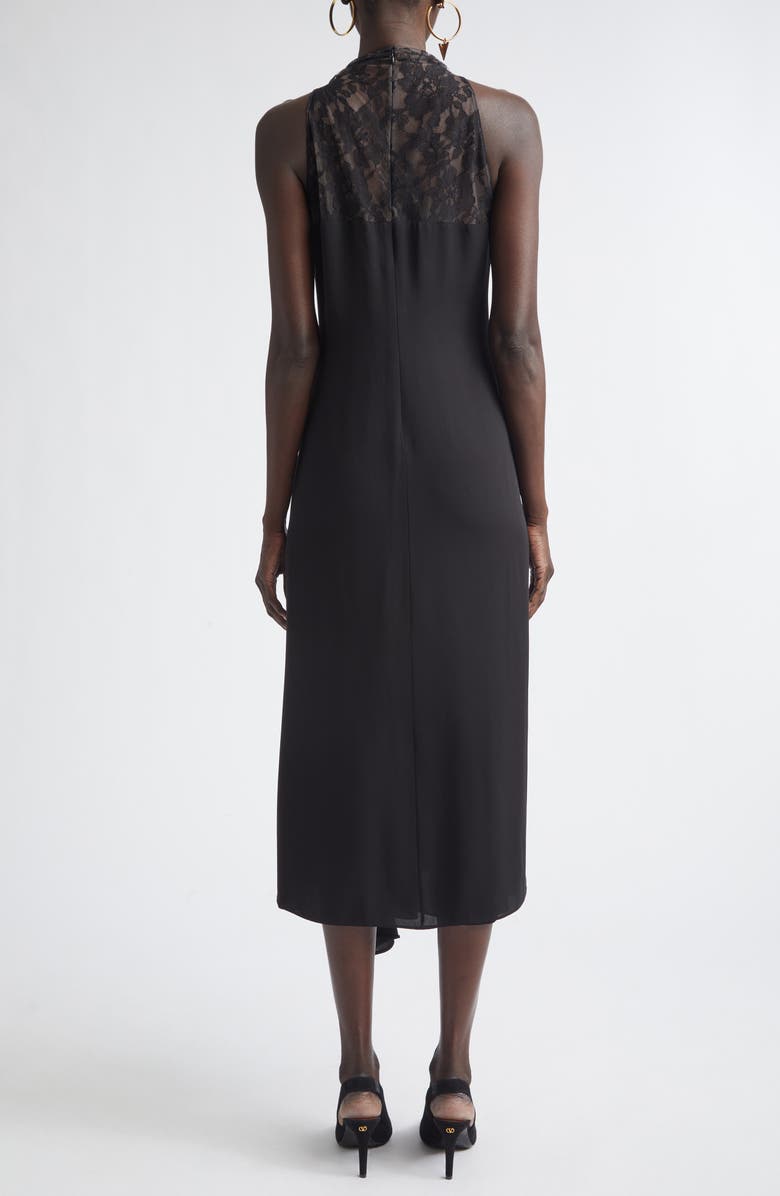 Valentino Lace Yoke Silk Georgette Gown, Alternate, color, Black