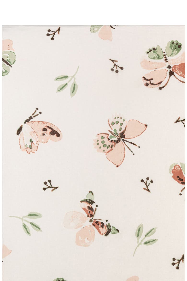 Cotton Sateen Fitted Crib Sheet, Alternate, color, BEIGE/ BUTTERFLY