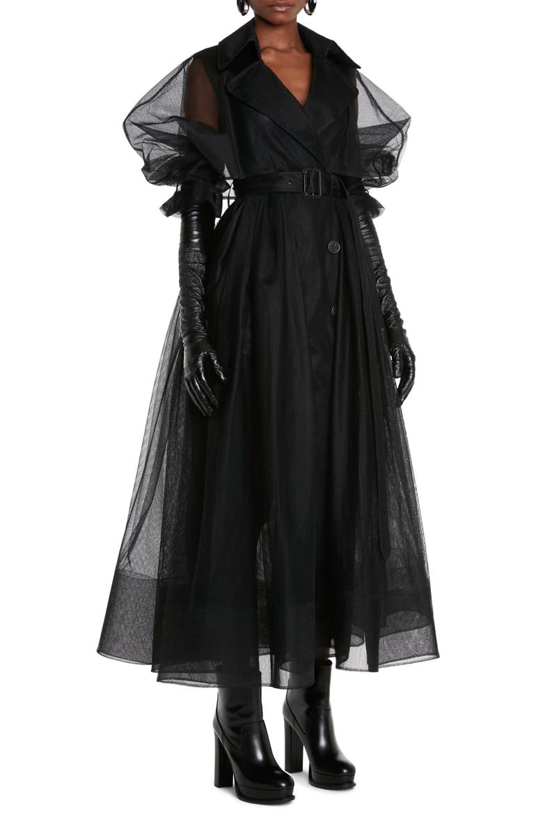 McQueen Paris Puff Sleeve Mesh Coat, Alternate, color, 