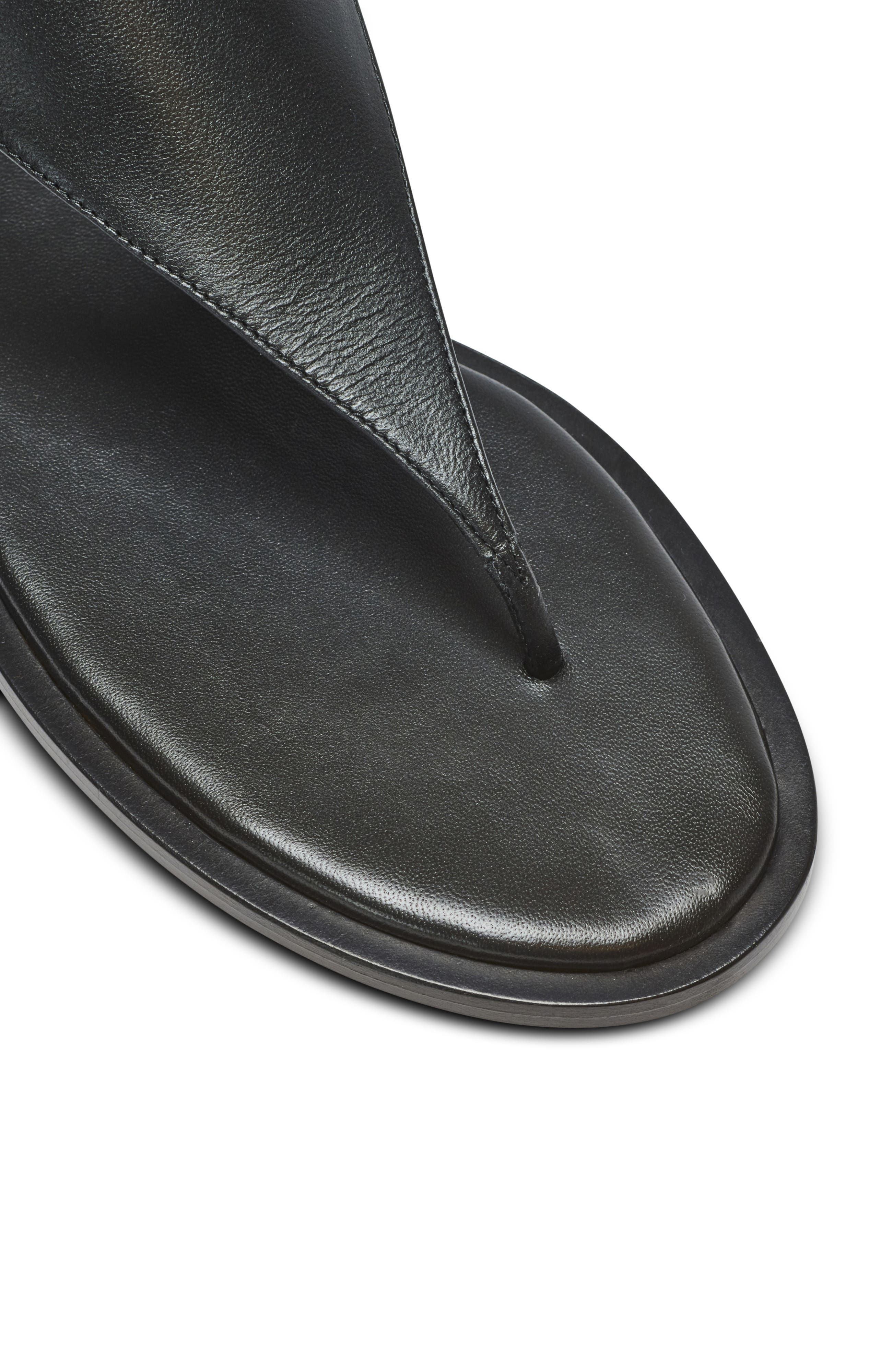 Balmain Anthem flat toe-post sandals in lambskin leather, Alternate, color, Black