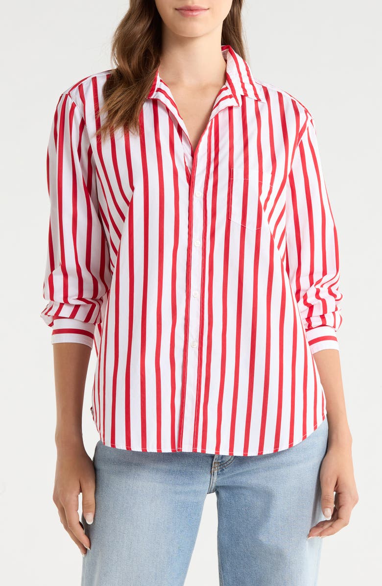 Frank & Eileen Eileen Relaxed Button-Up Shirt, Main, color, White Red Stripe
