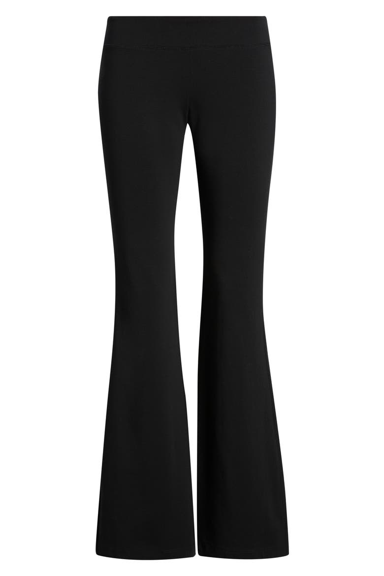 Foldover Flare Jersey Pants, Alternate, color, BLACK