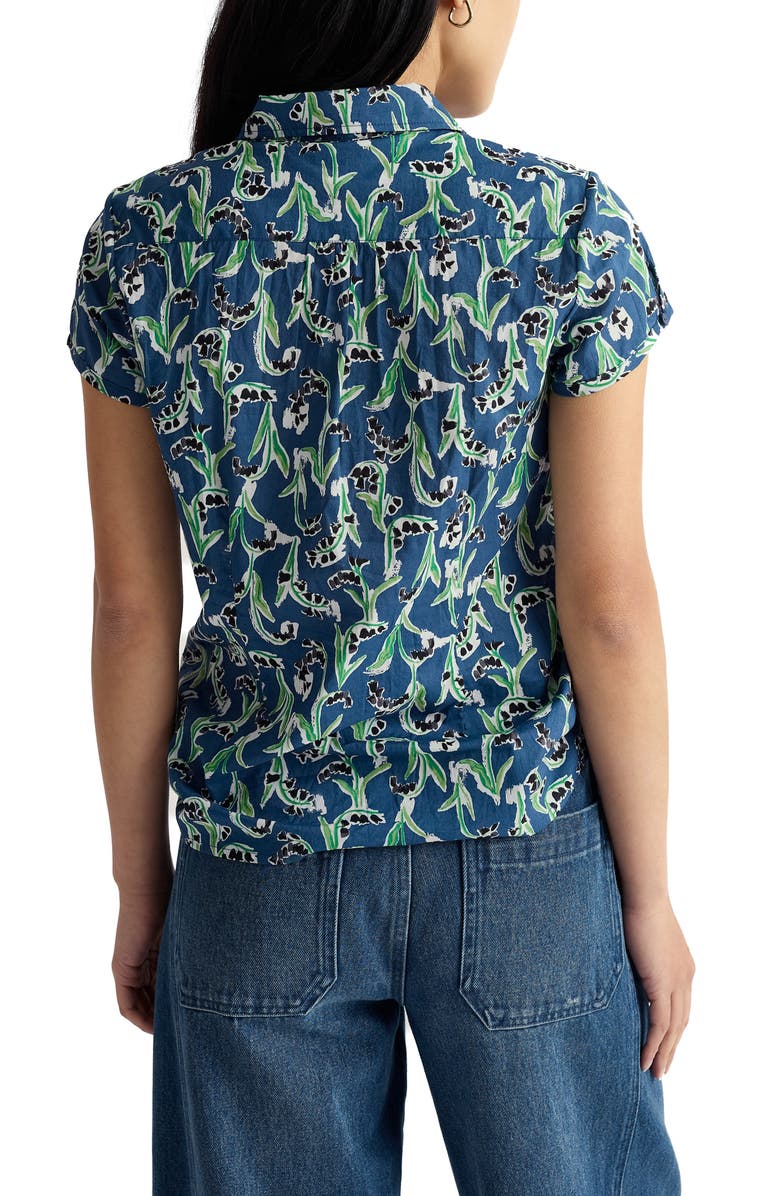 Seasalt Cornwall Rushmaker Floral Print Organic Cotton Voile Button-Up Shirt, Alternate, color, Painty Bluebell Dark Voyage