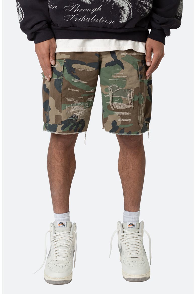 Distressed Cargo Shorts, Main, color, CAMO