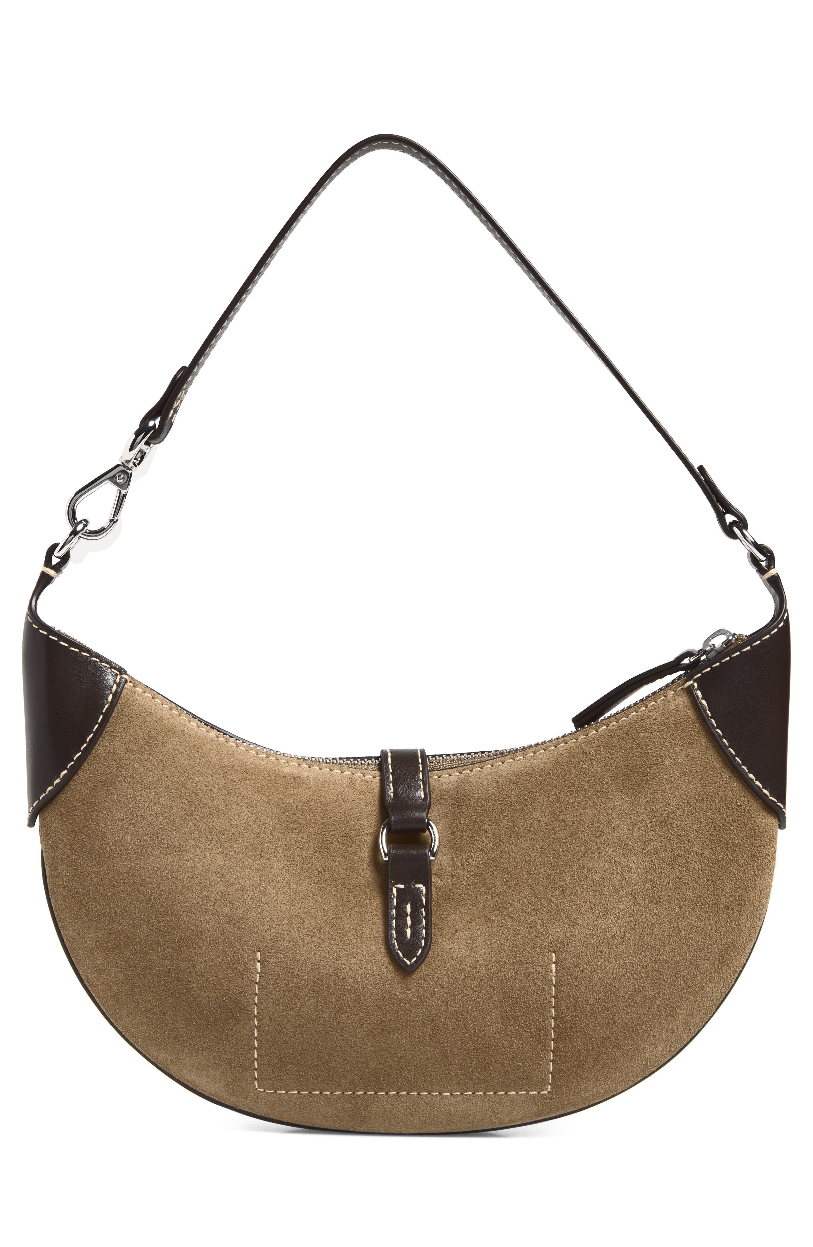 Polo ID Mini Suede & Leather Shoulder Bag, Alternate, color, CINNAMON/ CUOIO