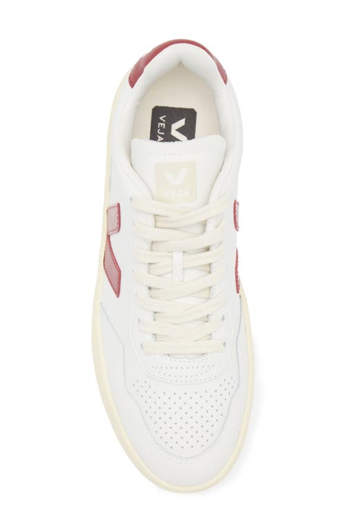 Veja V-90 Panelled Leather Sneakers In Extra-white Marsala