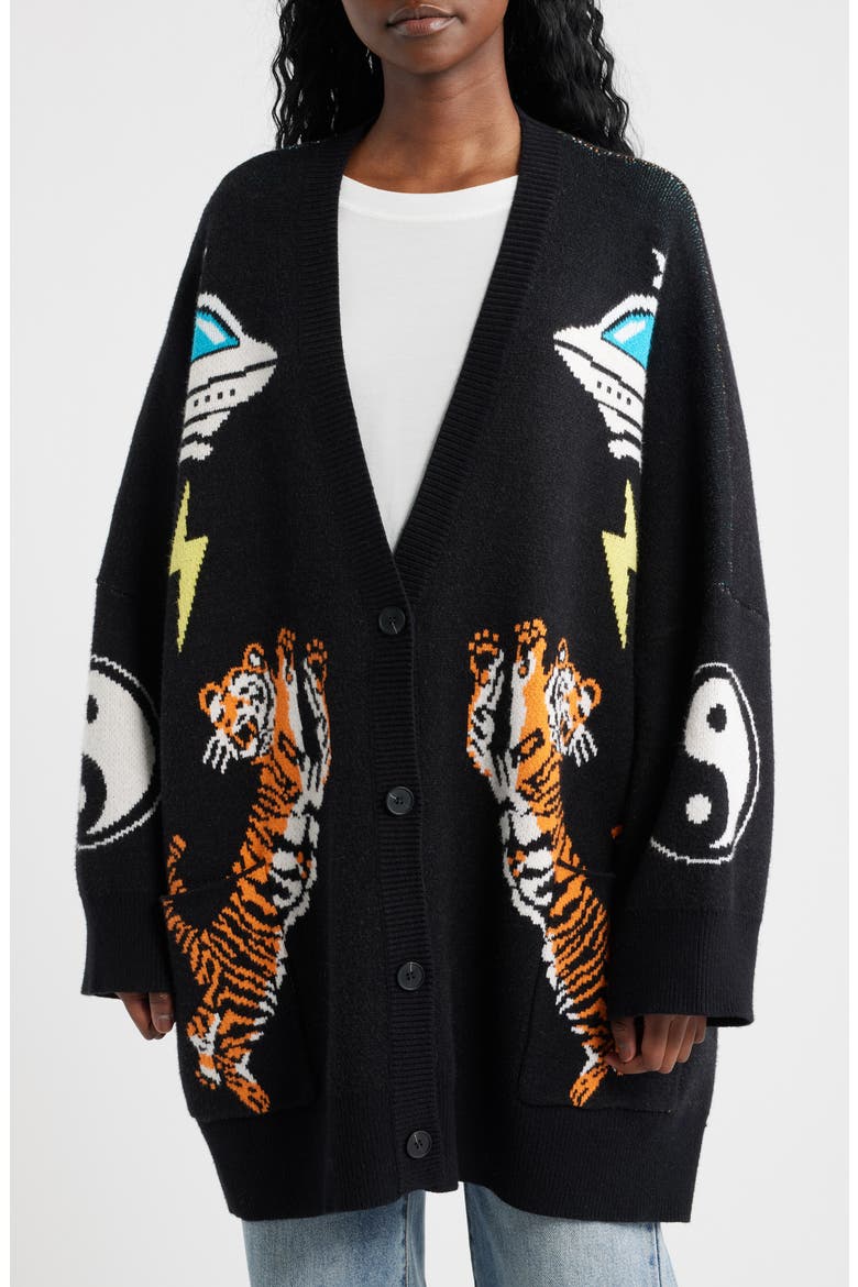 Do What You Want Oversize Cardigan, Alternate, color, BLACK